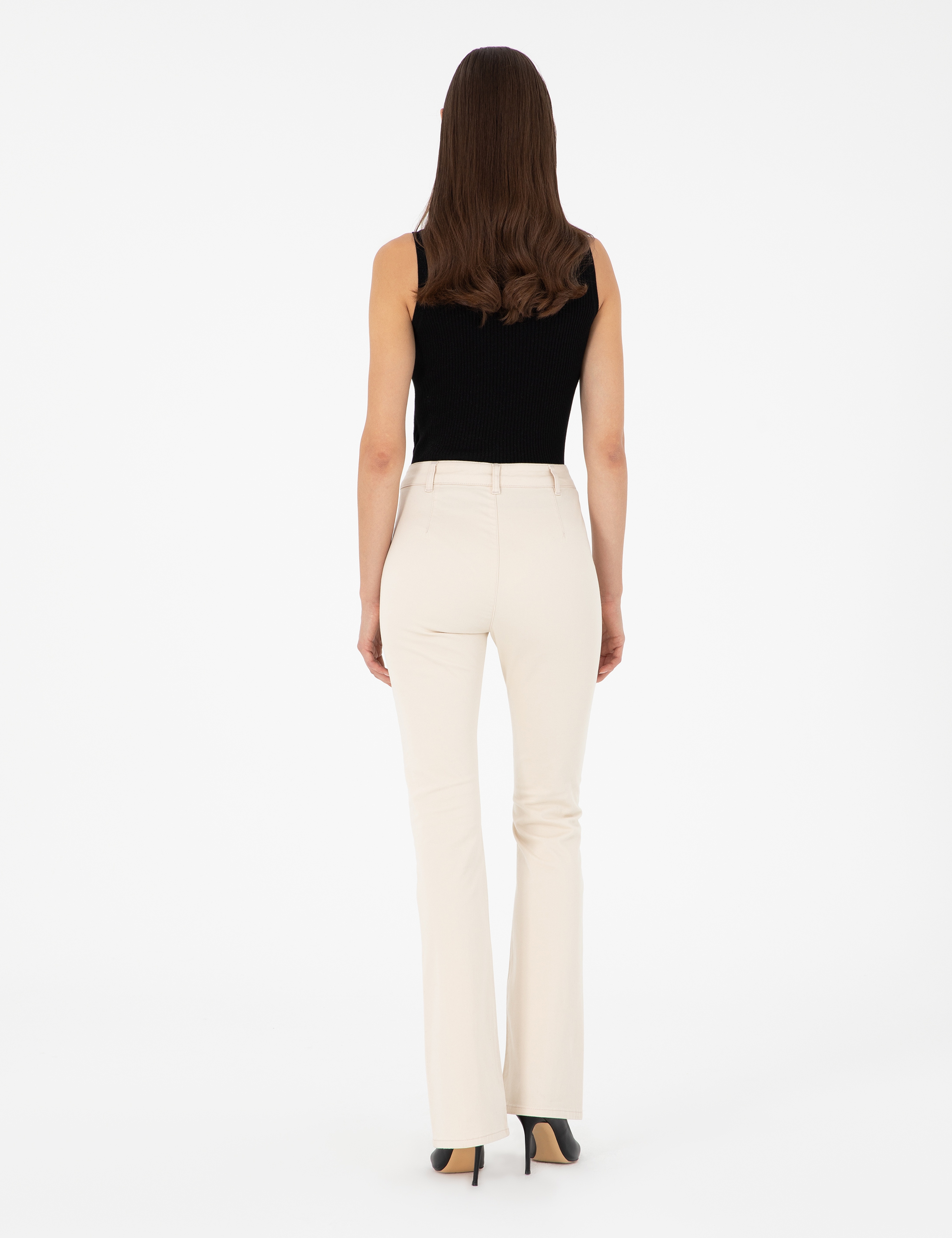 Ekru Flare Fit Pantolon