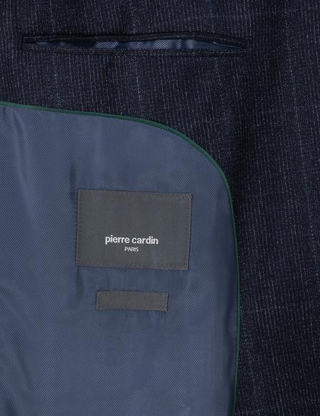 Lacivert Slim Fit Ekose Yün Takım Elbise - 50291974017