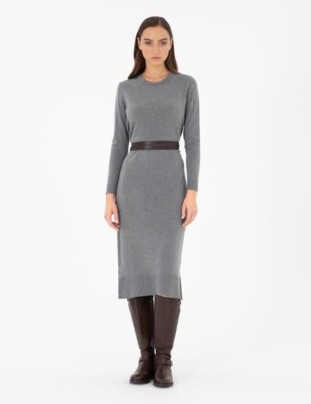 Antrasit Regular Fit Triko Elbise - 50296580006