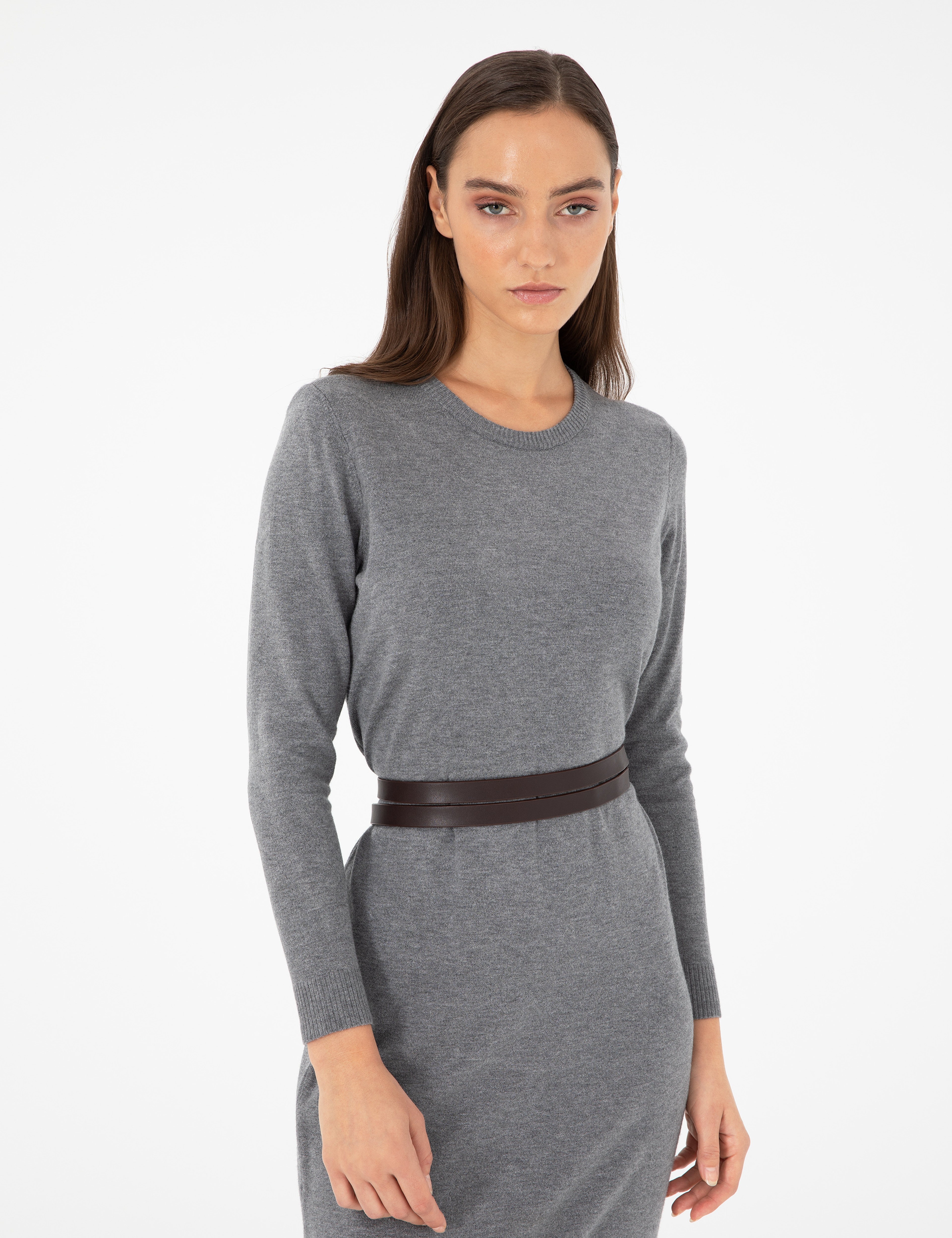 Antrasit Regular Fit Triko Elbise - Image 2