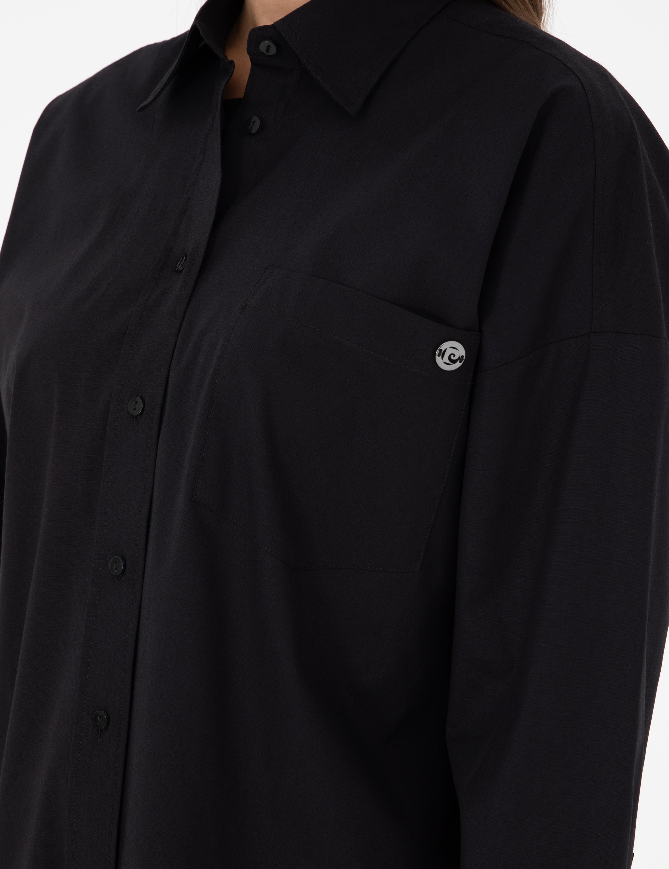 Siyah Oversize Uzun Kollu Gömlek