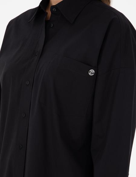 Siyah Oversize Uzun Kollu Gömlek - 50299581040