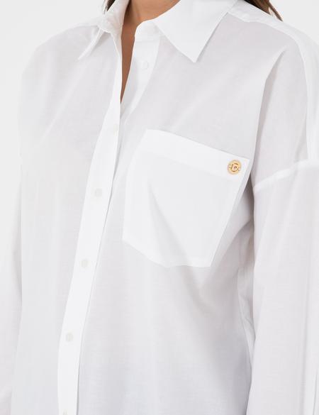 Beyaz Oversize Uzun Kollu Gömlek - 50299581029