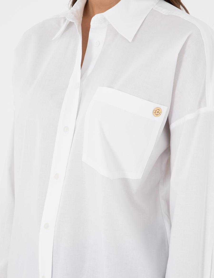 Beyaz Oversize Uzun Kollu Gömlek