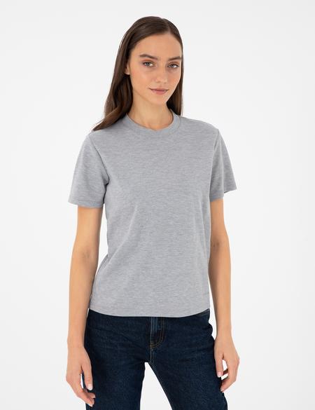 Gri Melanj Slim Fit Basic Tişört - 50288572033