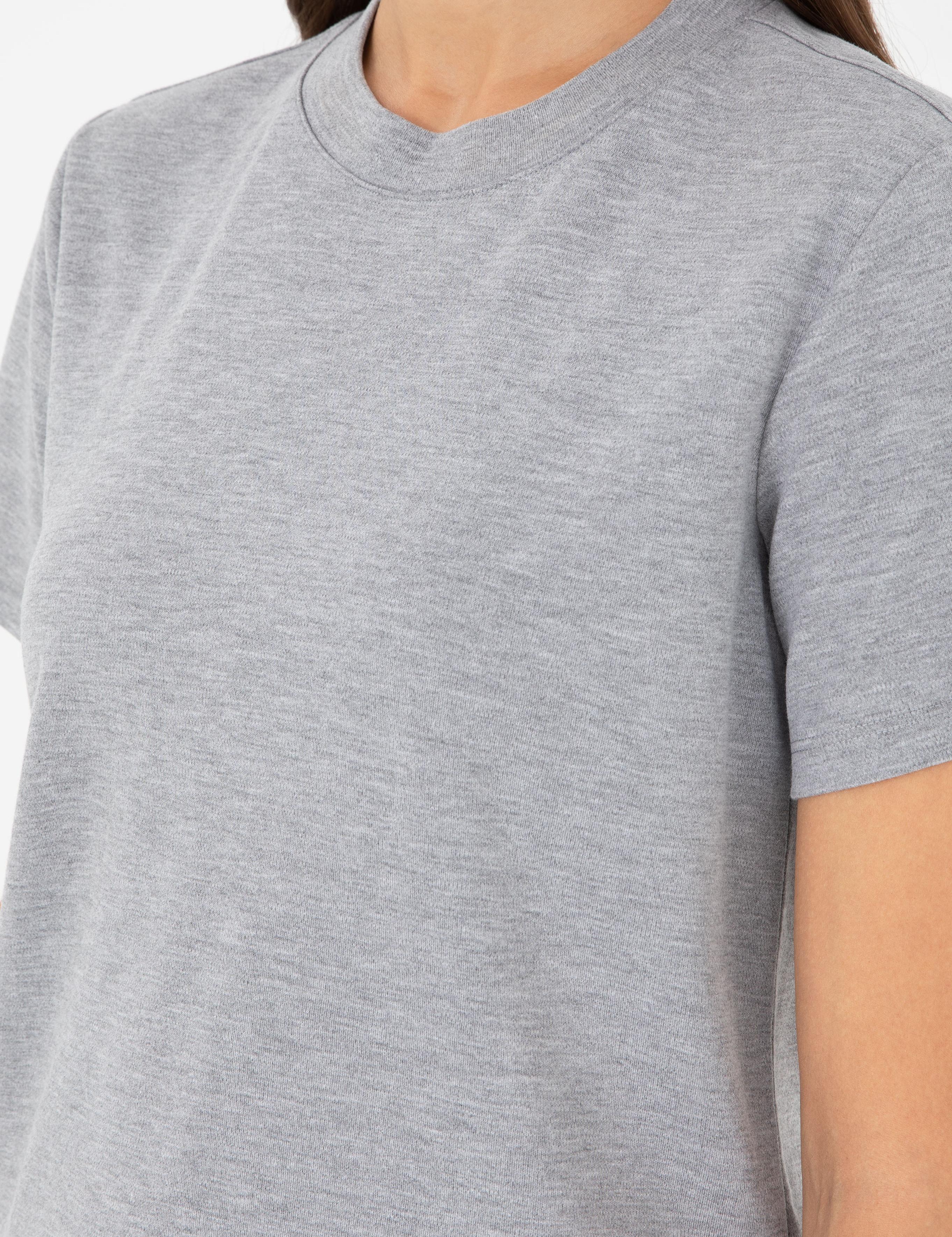 Gri Melanj Slim Fit Basic Tişört