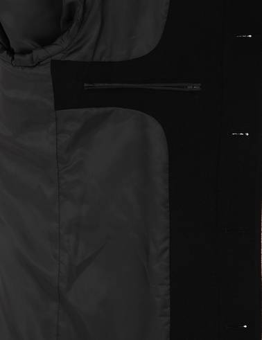 Siyah Yün Karışımlı Slim Fit Palto