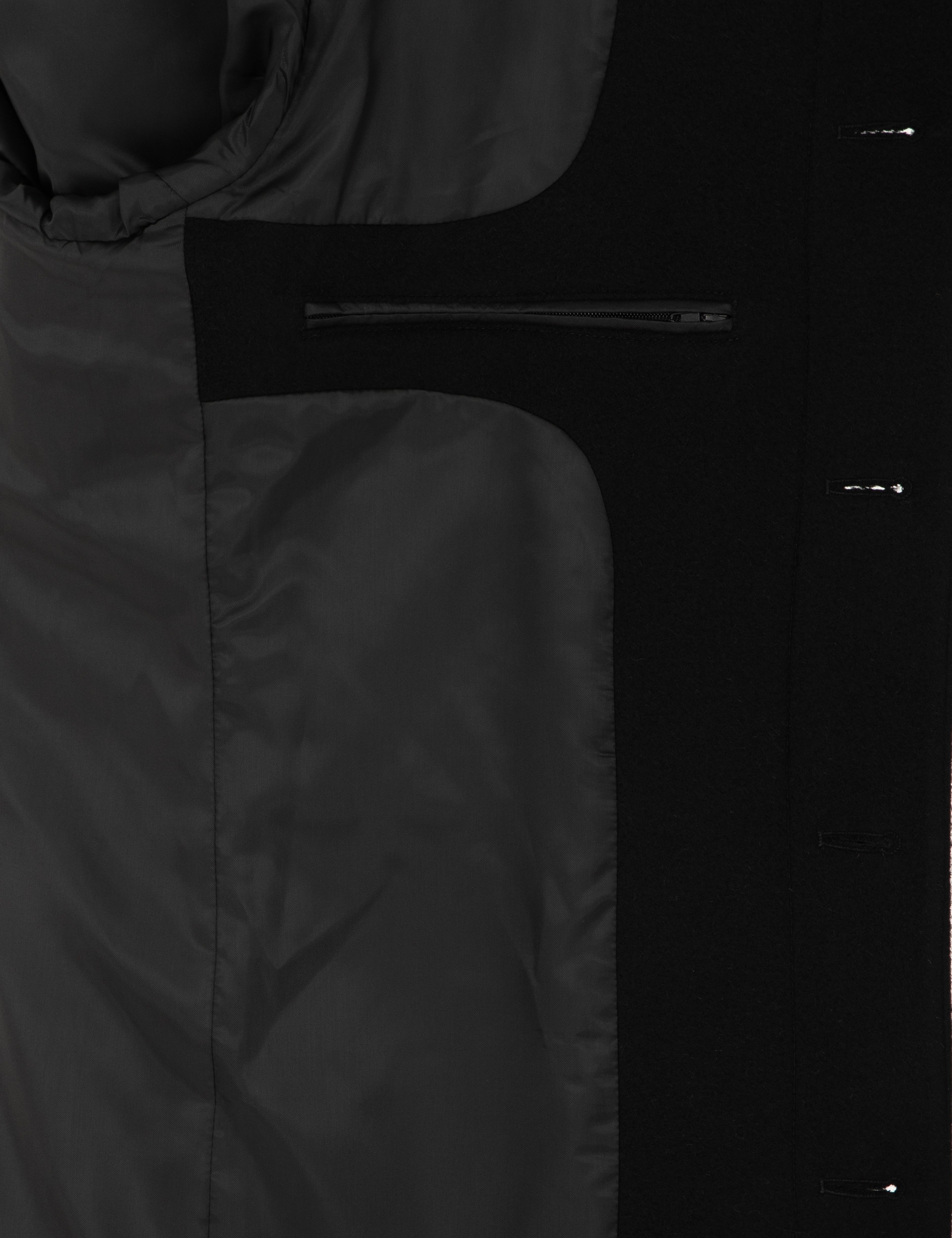 Siyah Yün Karışımlı Slim Fit Palto