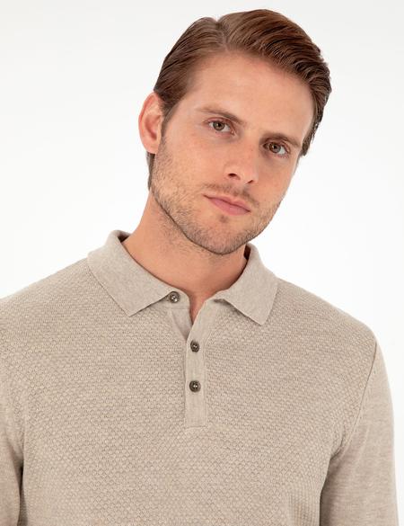 Kum Melanj Slim Fit Düğmeli Polo Yaka Triko Kazak - 50300506017