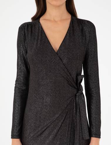 Siyah Slim Fit Örme Elbise