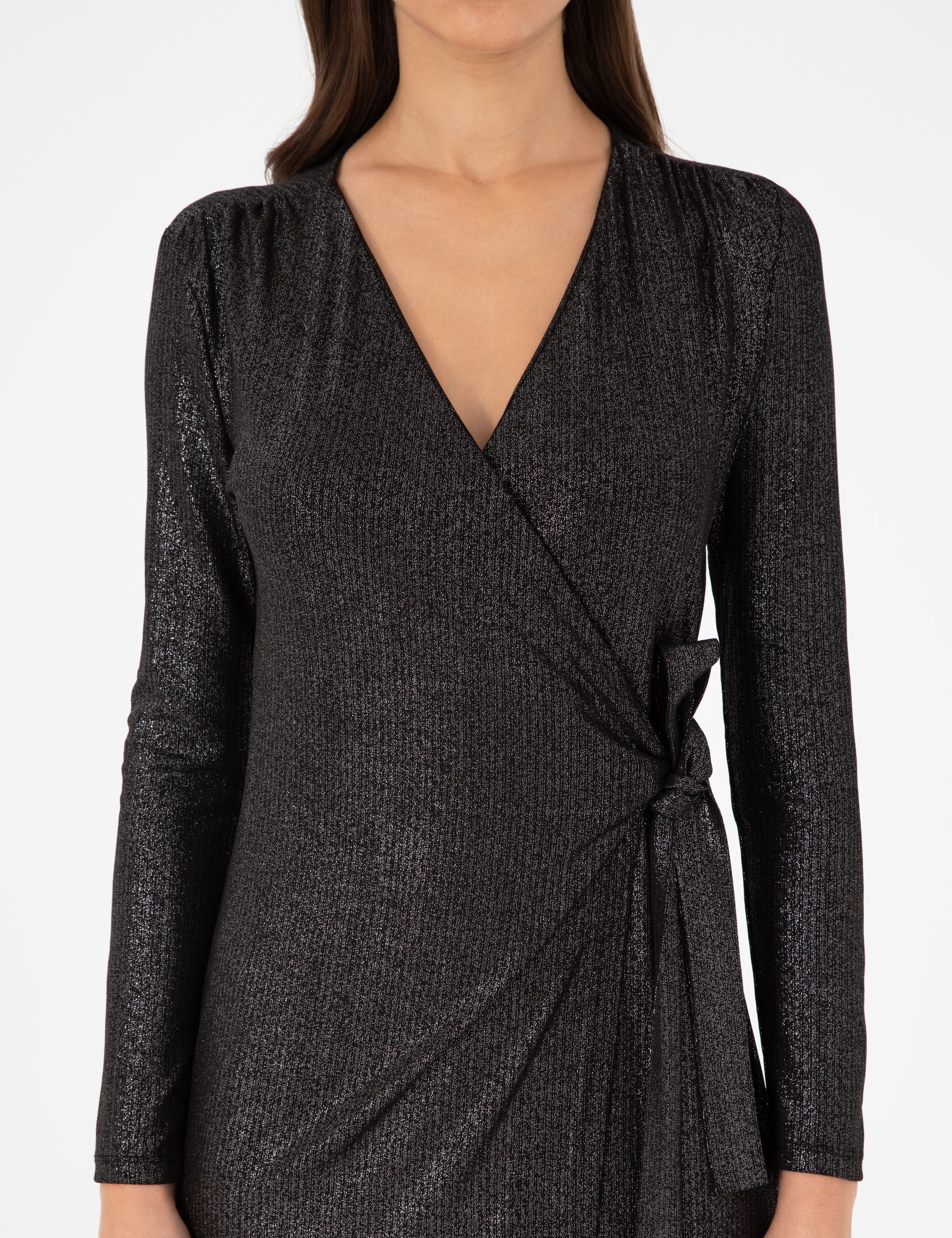Siyah Slim Fit Örme Elbise - Image 6