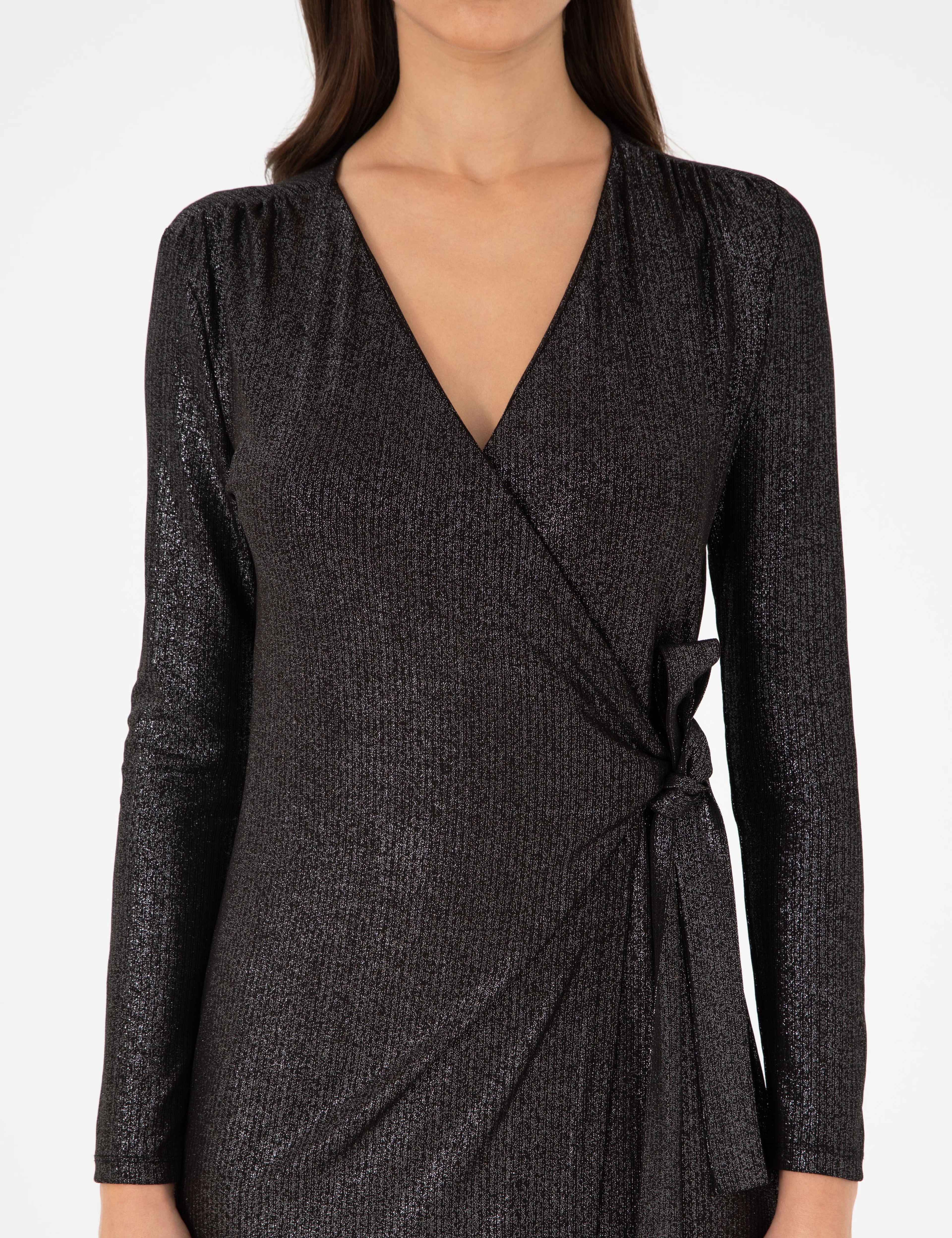 Siyah Slim Fit Örme Elbise