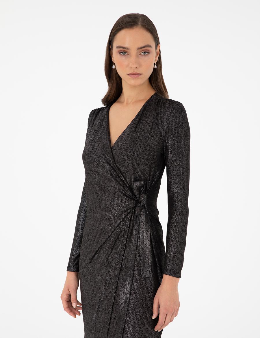 Siyah Slim Fit Örme Elbise