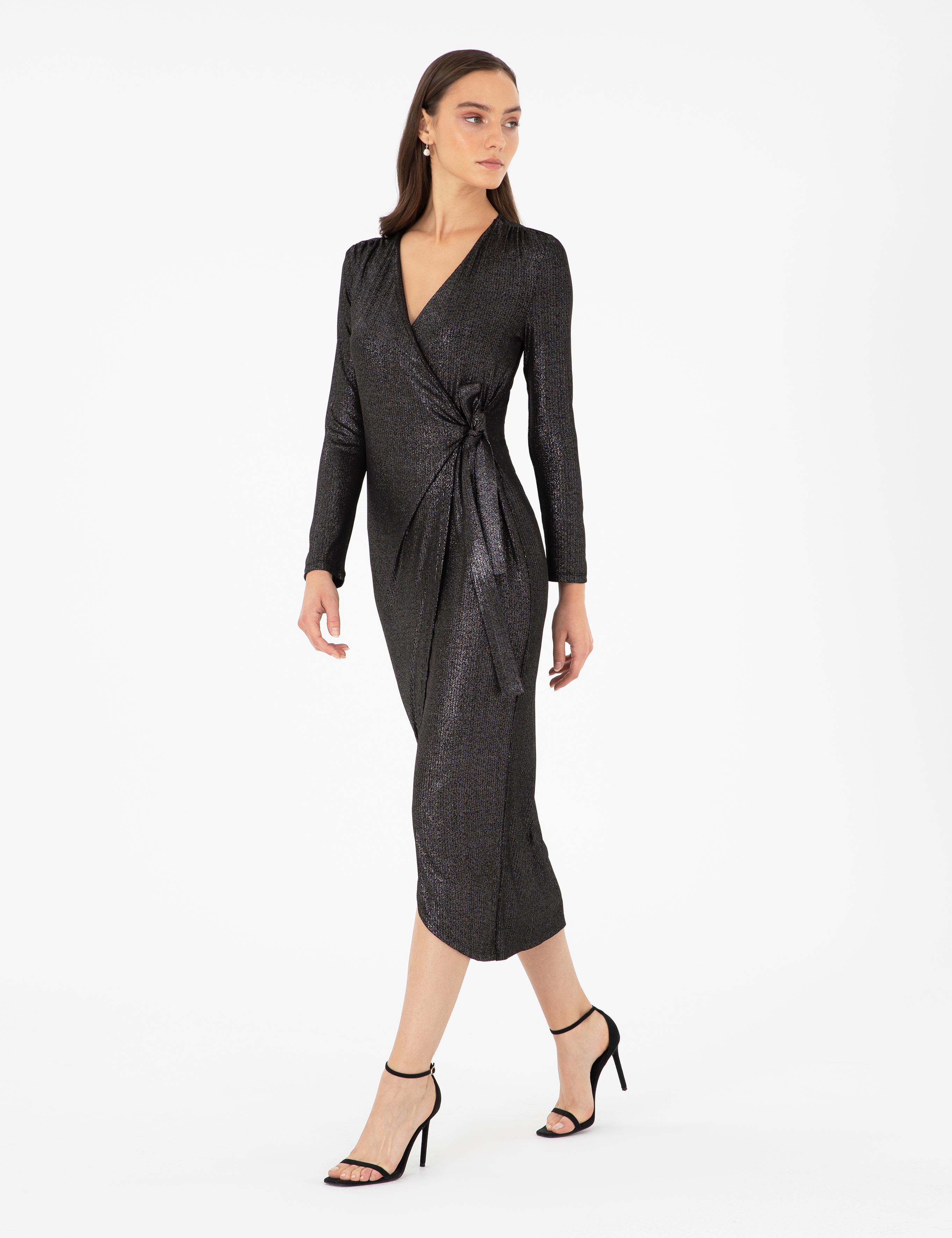 Siyah Slim Fit Örme Elbise