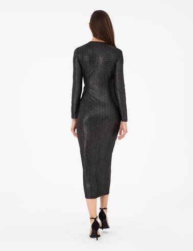 Siyah Slim Fit Örme Elbise