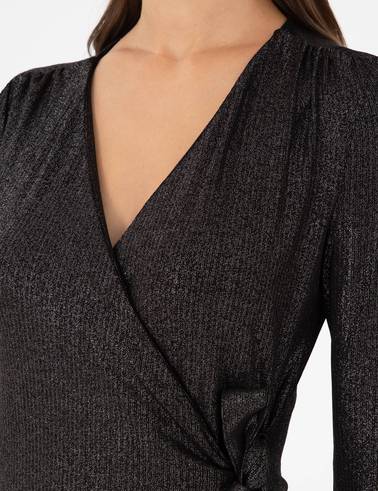 Siyah Slim Fit Örme Elbise