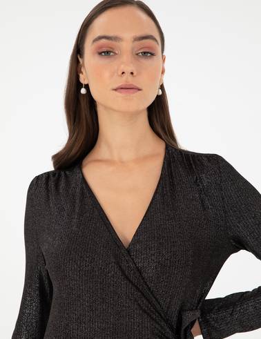 Siyah Slim Fit Örme Elbise