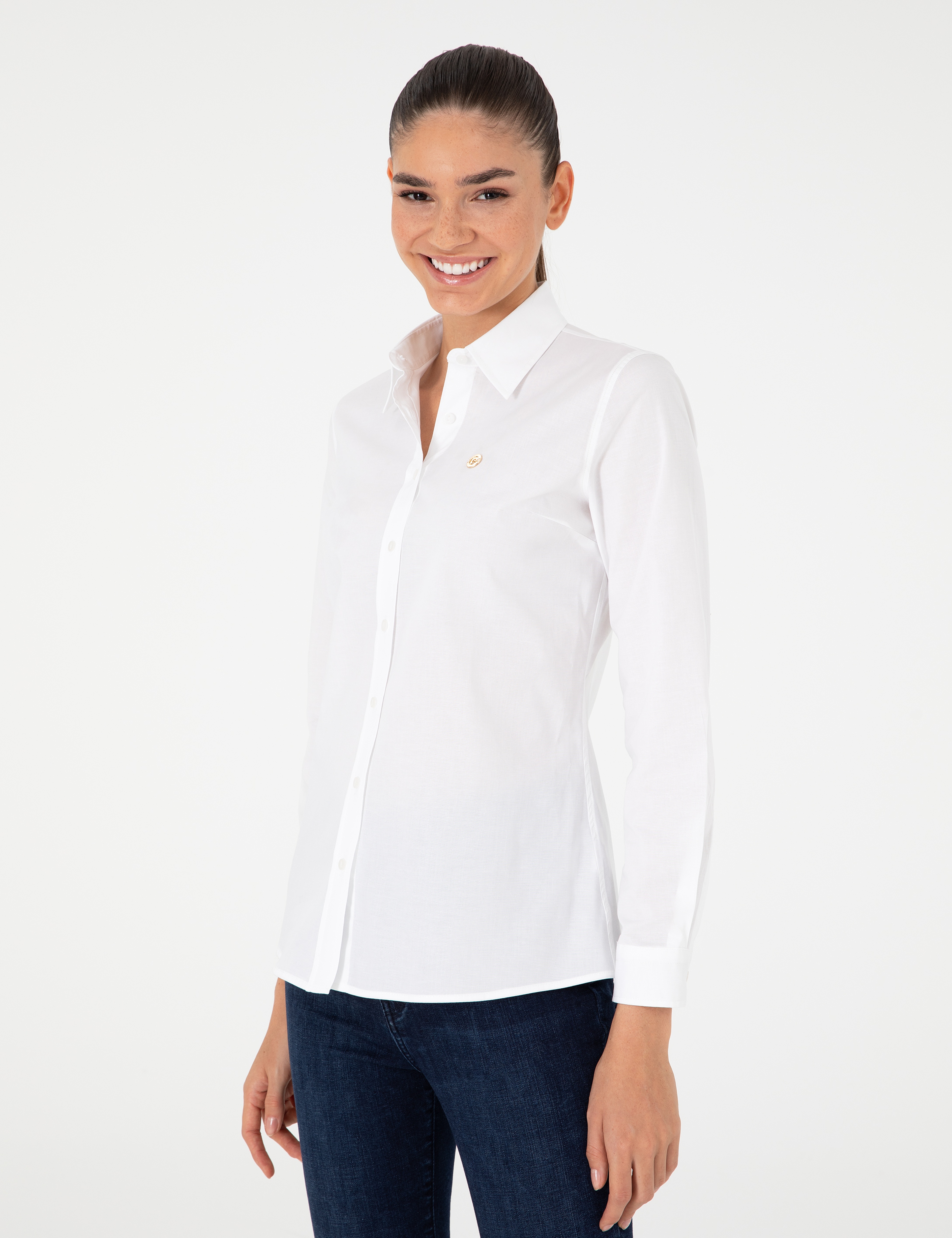 Beyaz Slim Fit Uzun Kollu Gömlek