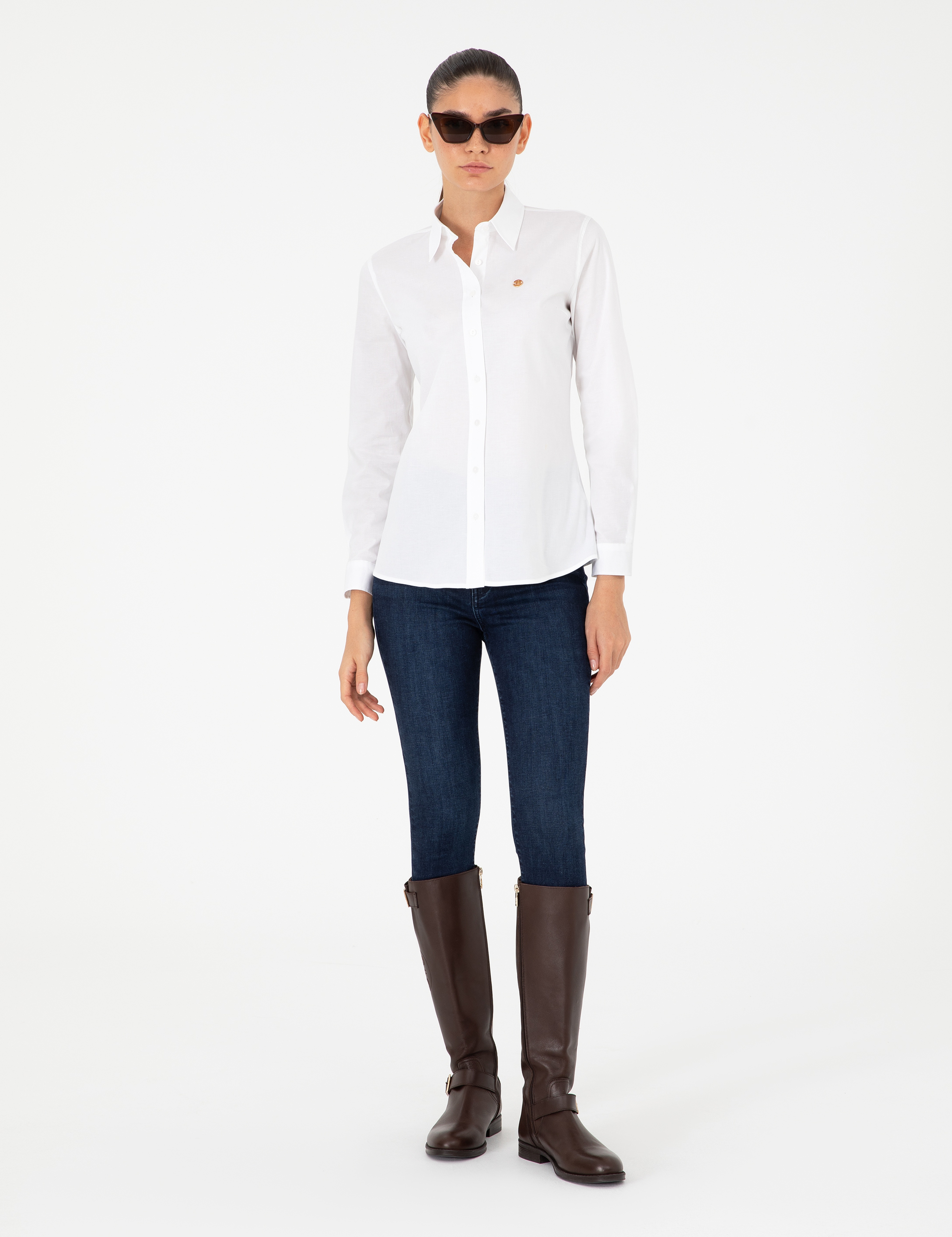 Beyaz Slim Fit Uzun Kollu Gömlek - Image 4