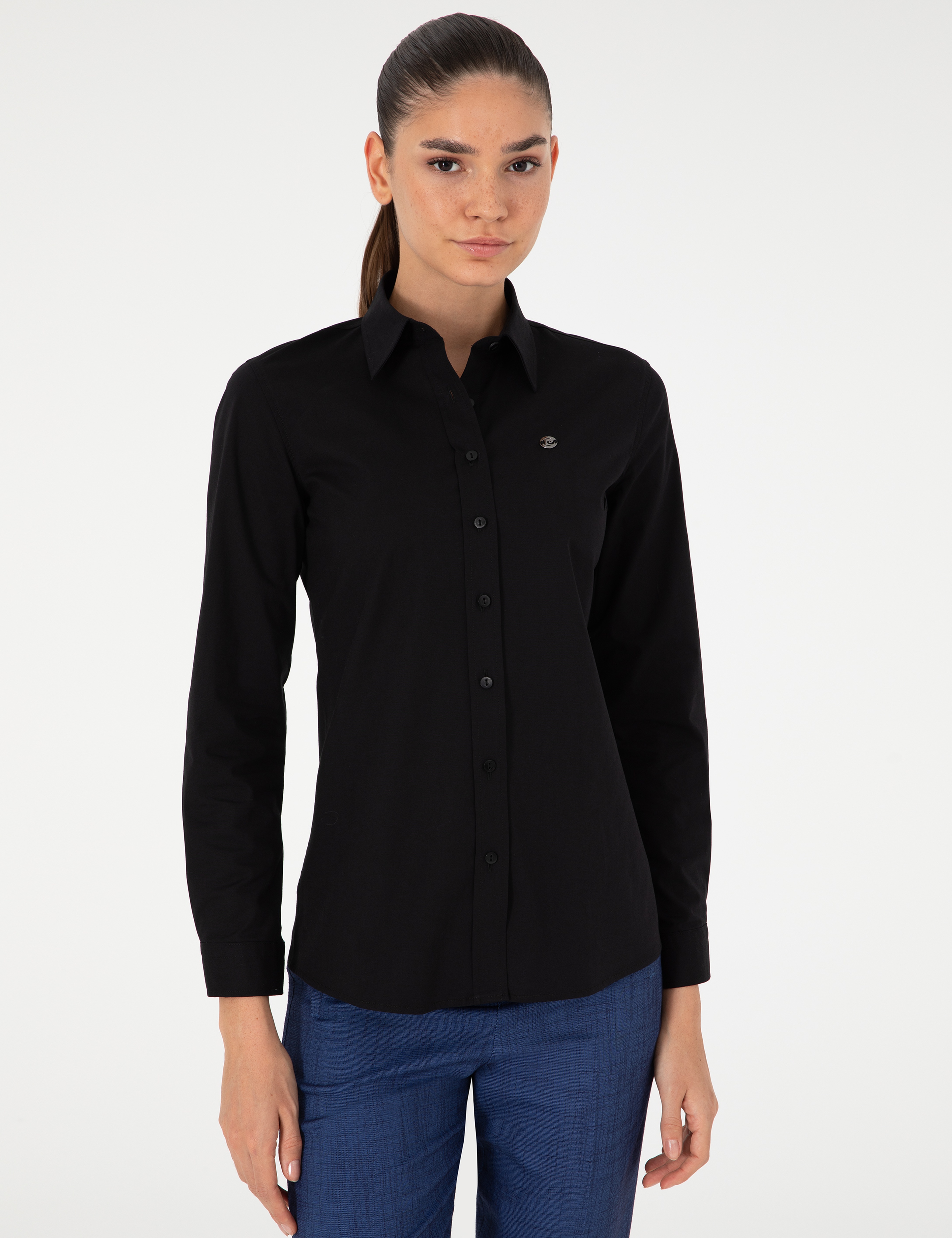 Siyah Slim Fit Uzun Kollu Gömlek