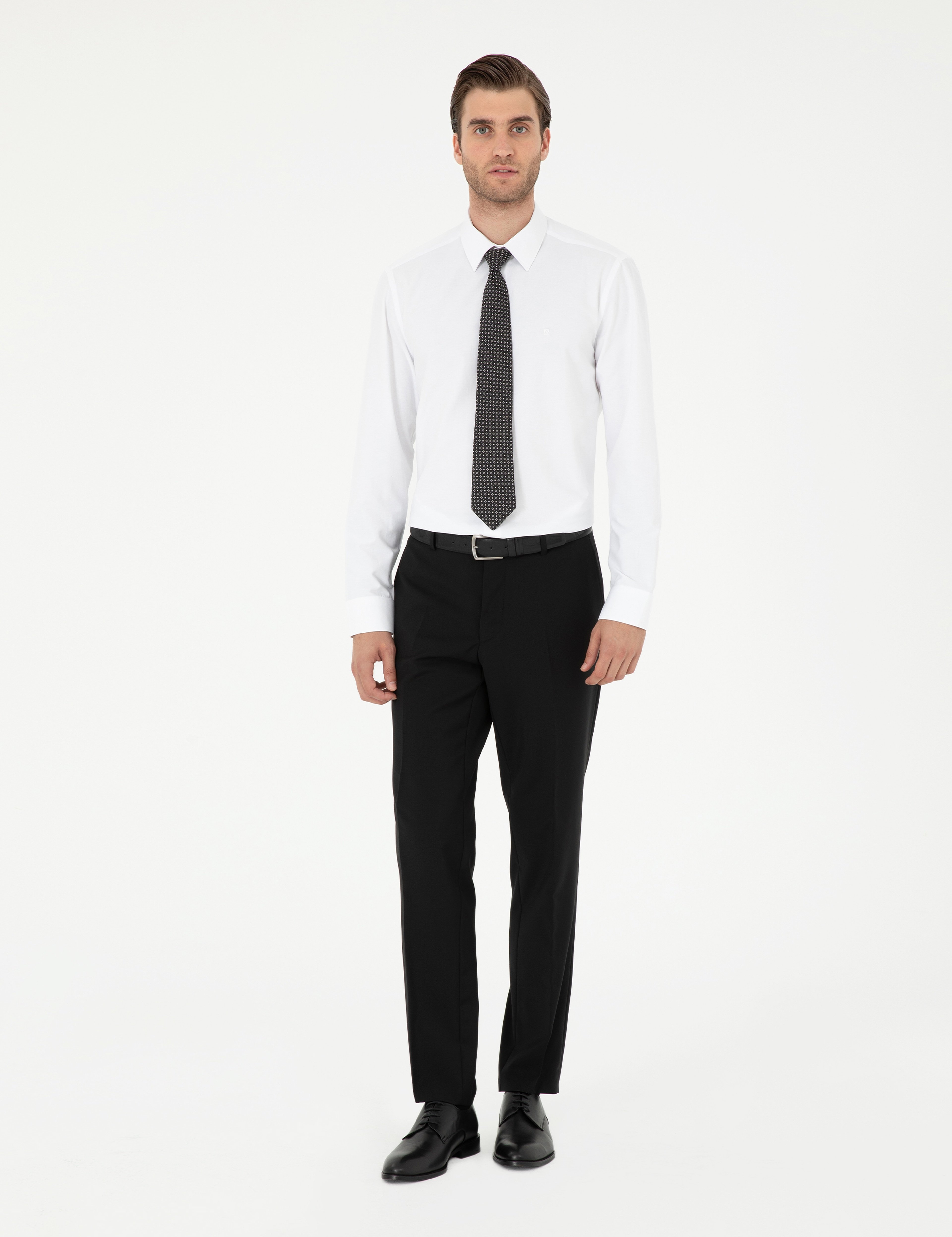 Beyaz Slim Fit Uzun Kollu Basic Gömlek - Image 4
