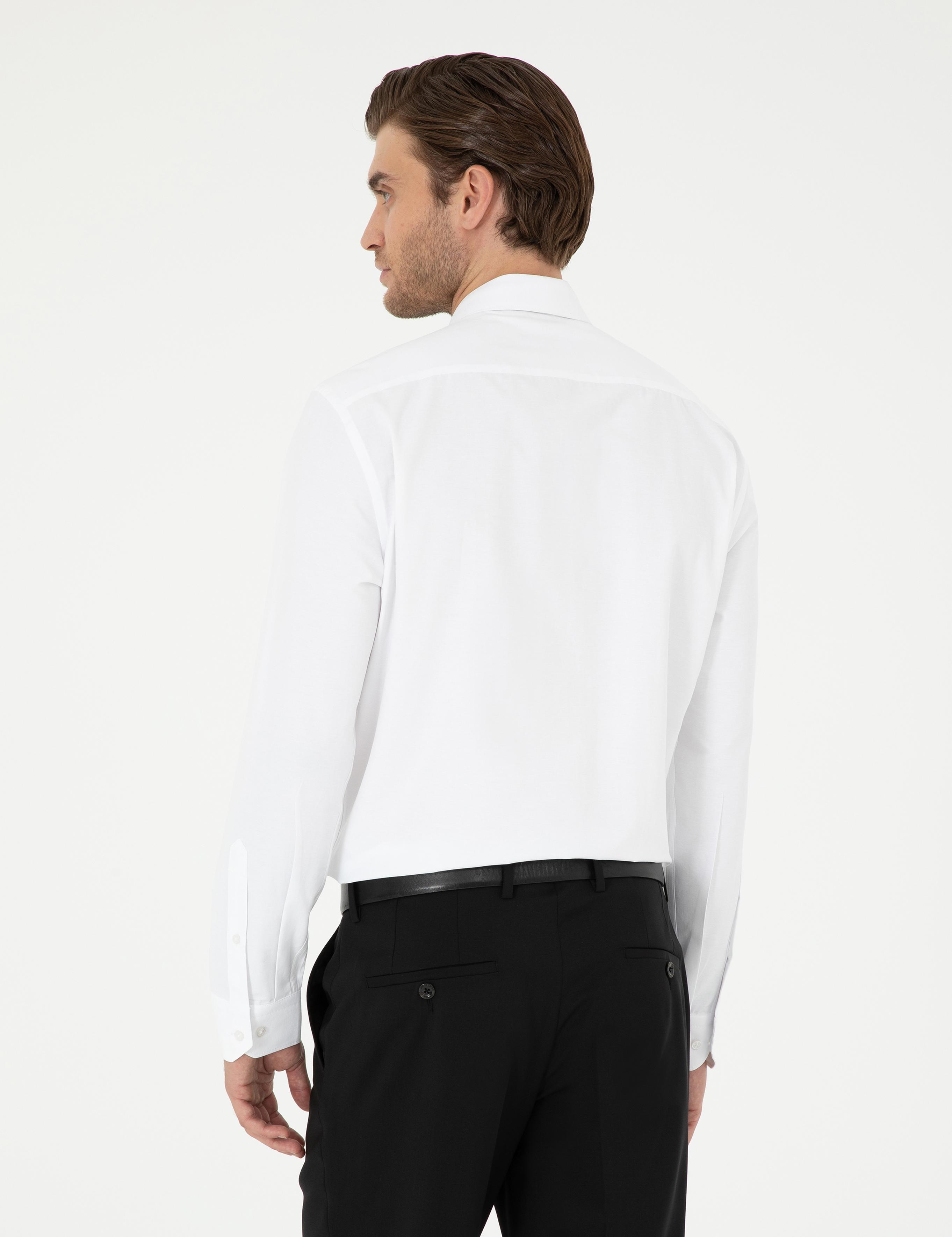 Beyaz Slim Fit Uzun Kollu Basic Gömlek