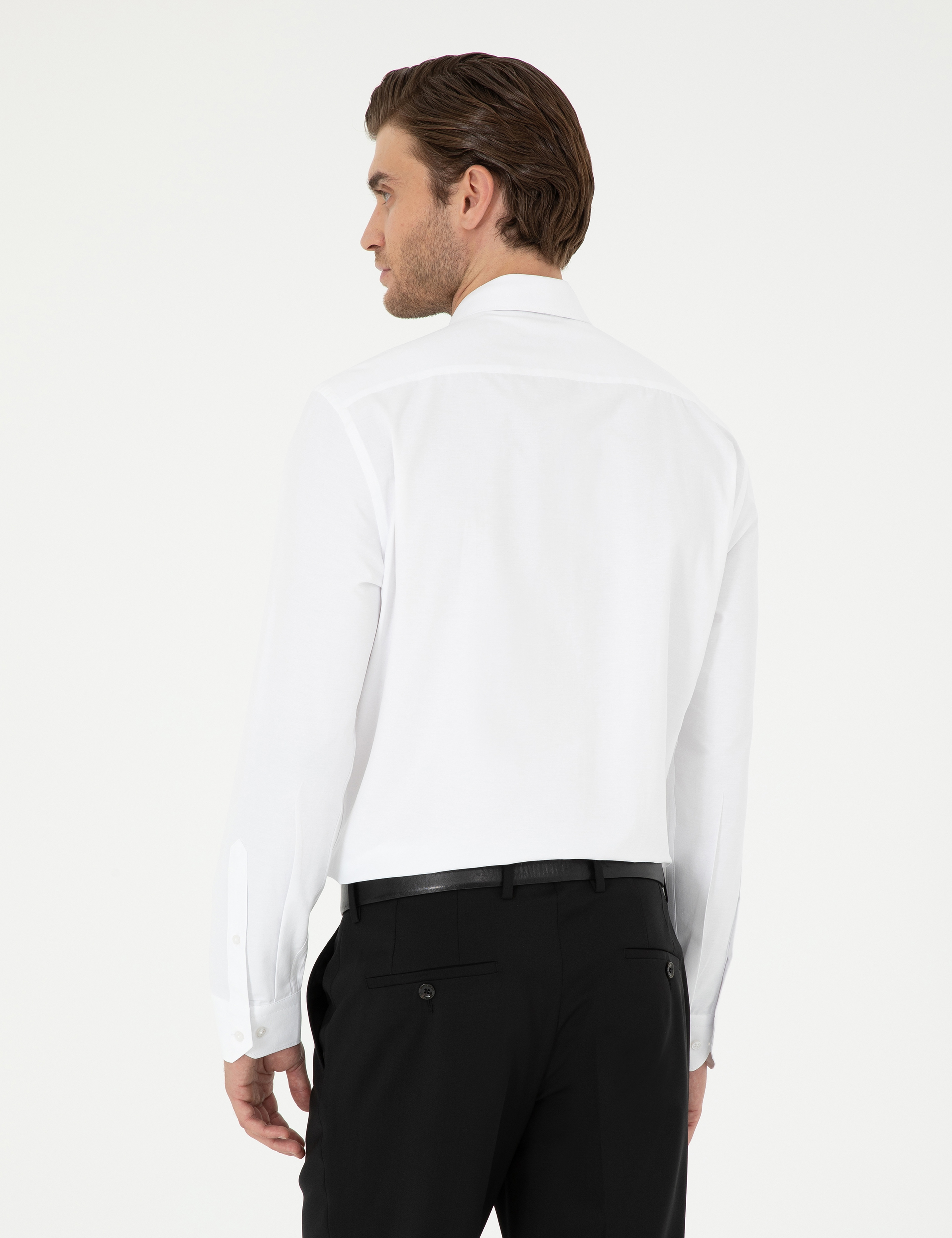 Beyaz Slim Fit Uzun Kollu Basic Gömlek - Image 5