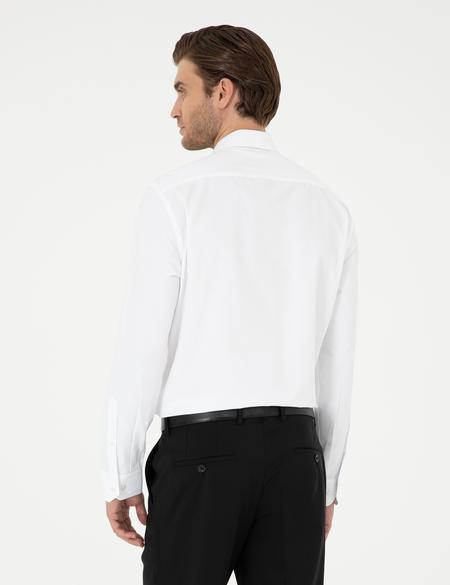 Beyaz Slim Fit Uzun Kollu Basic Gömlek - 50297903028