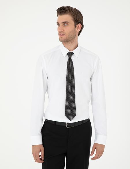 Beyaz Slim Fit Uzun Kollu Basic Gömlek - 50297903028