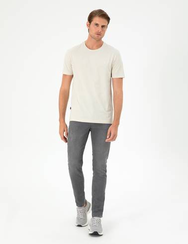 Taş Slim Fit %100 Pamuk Bisiklet Yaka Basic Tişört