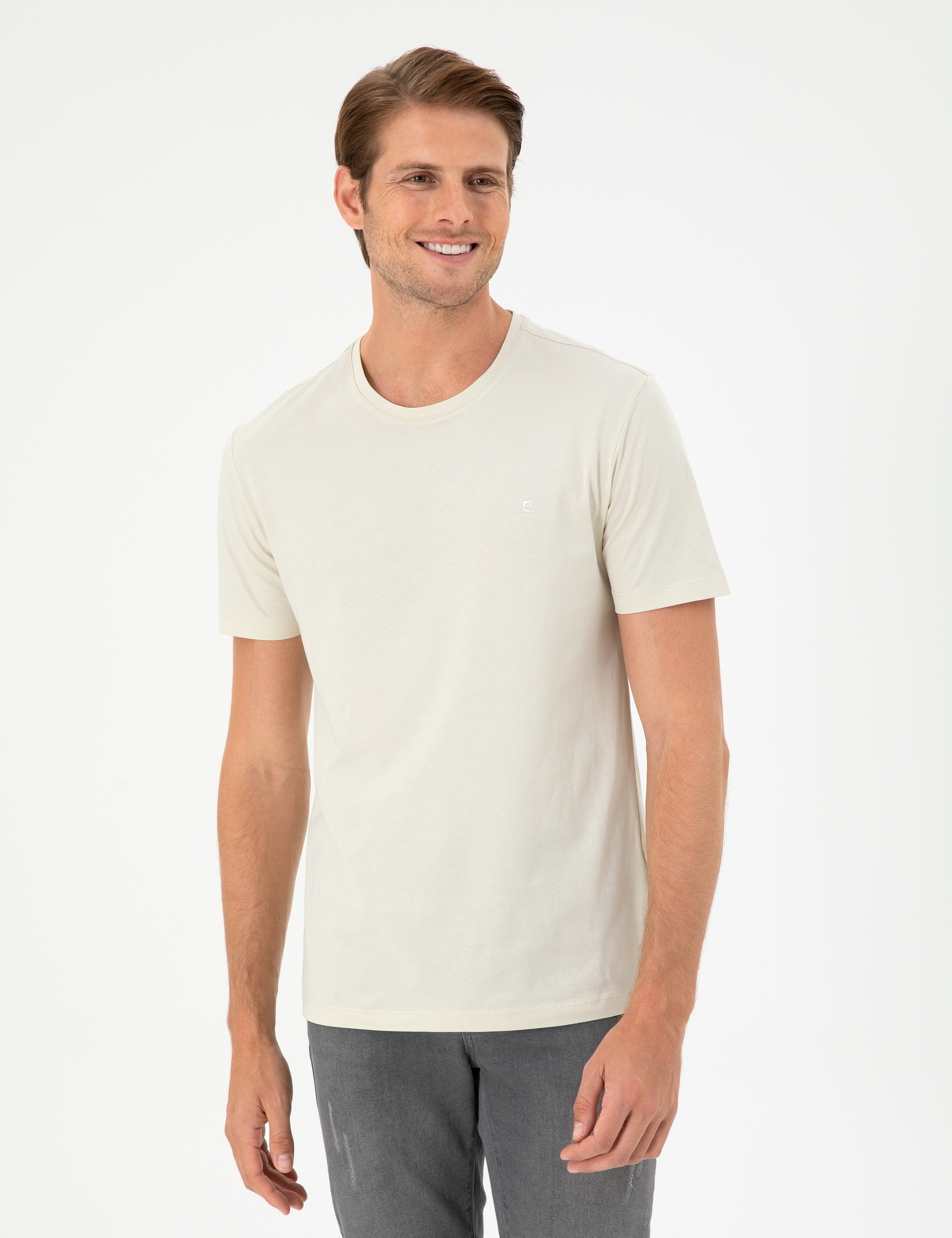 Taş Slim Fit %100 Pamuk Bisiklet Yaka Basic Tişört