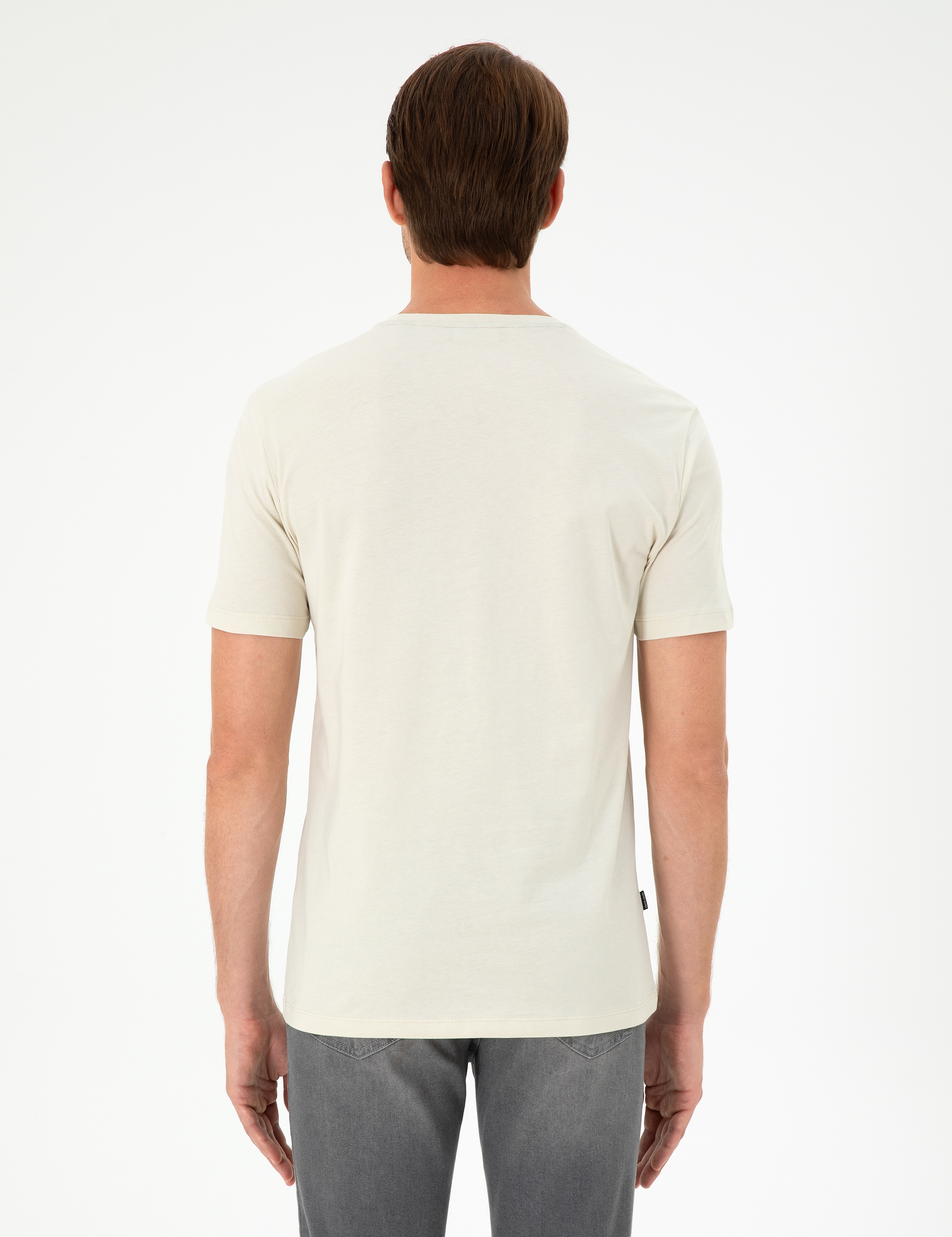 Taş Slim Fit %100 Pamuk Bisiklet Yaka Basic Tişört - Image 5