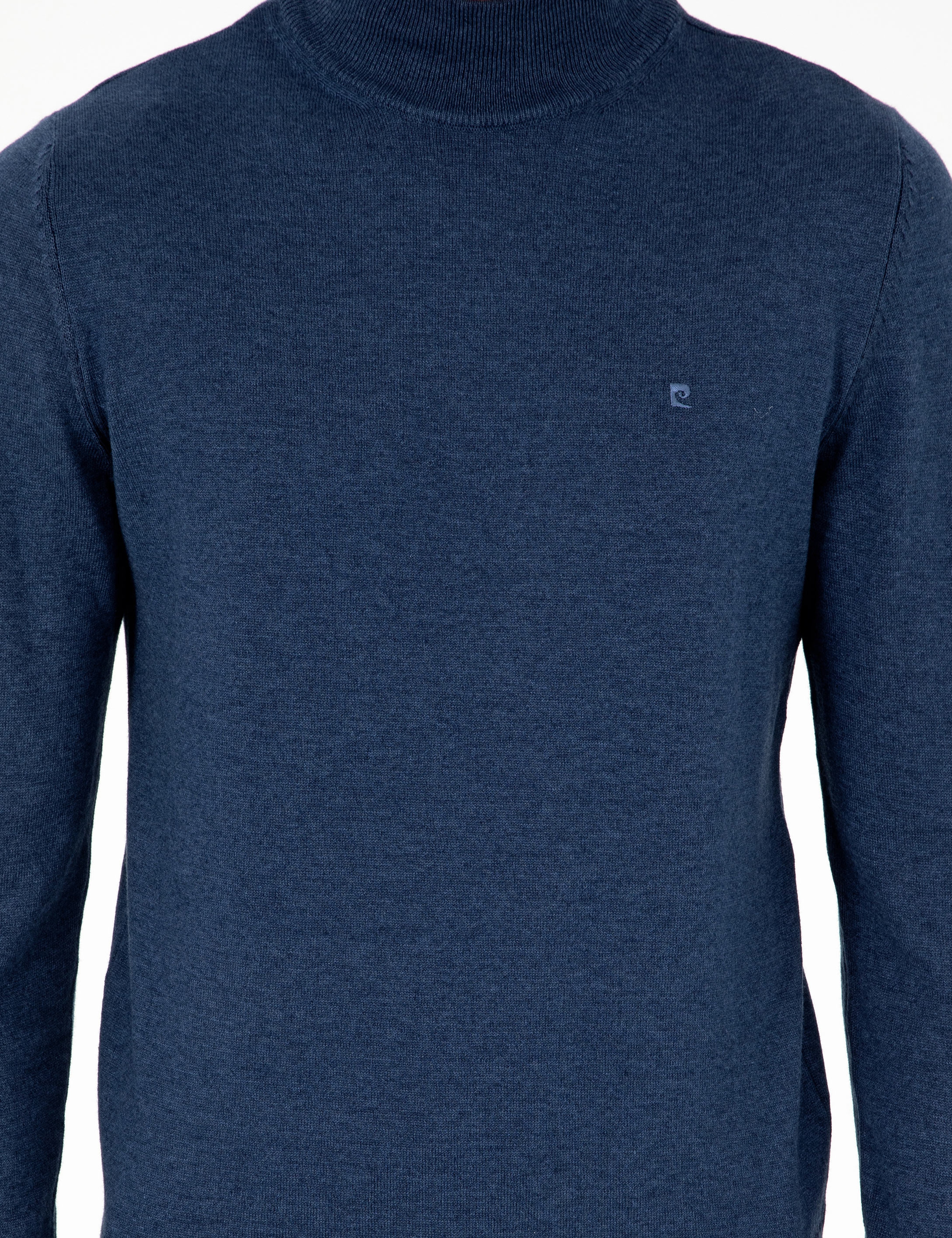 İndigo Melanj Slim Fit Yarım Balıkçı Yaka Basic Triko Kazak - Image 6