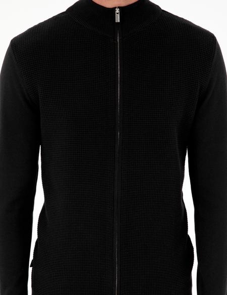 Siyah Slim Fit Fermuarlı Triko Hırka - 50300497017