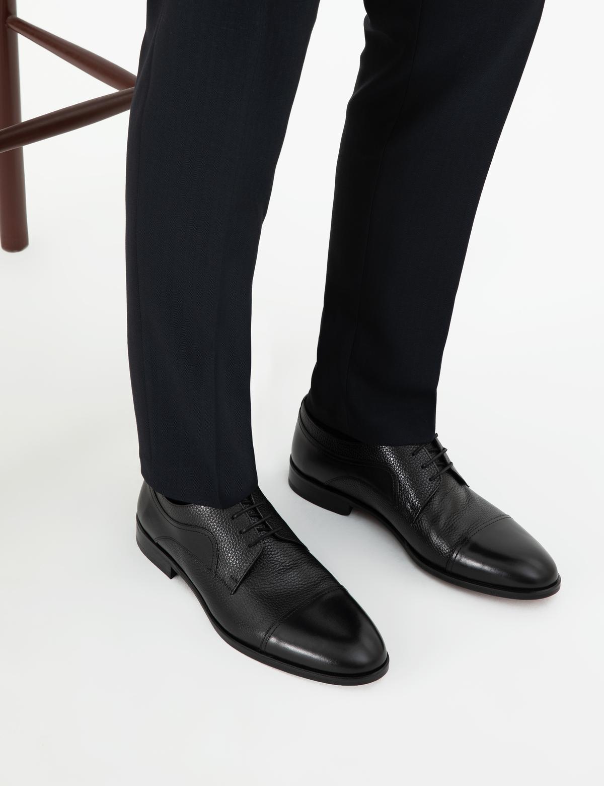 Siyah %100 Deri Klasik Ayakkabı - 50296123023