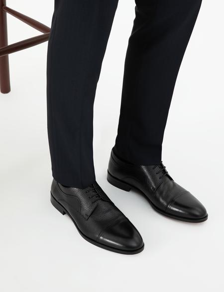 Siyah %100 Deri Klasik Ayakkabı - 50296123023