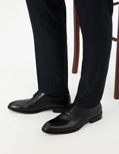 Siyah %100 Deri Klasik Ayakkabı - 50295848005