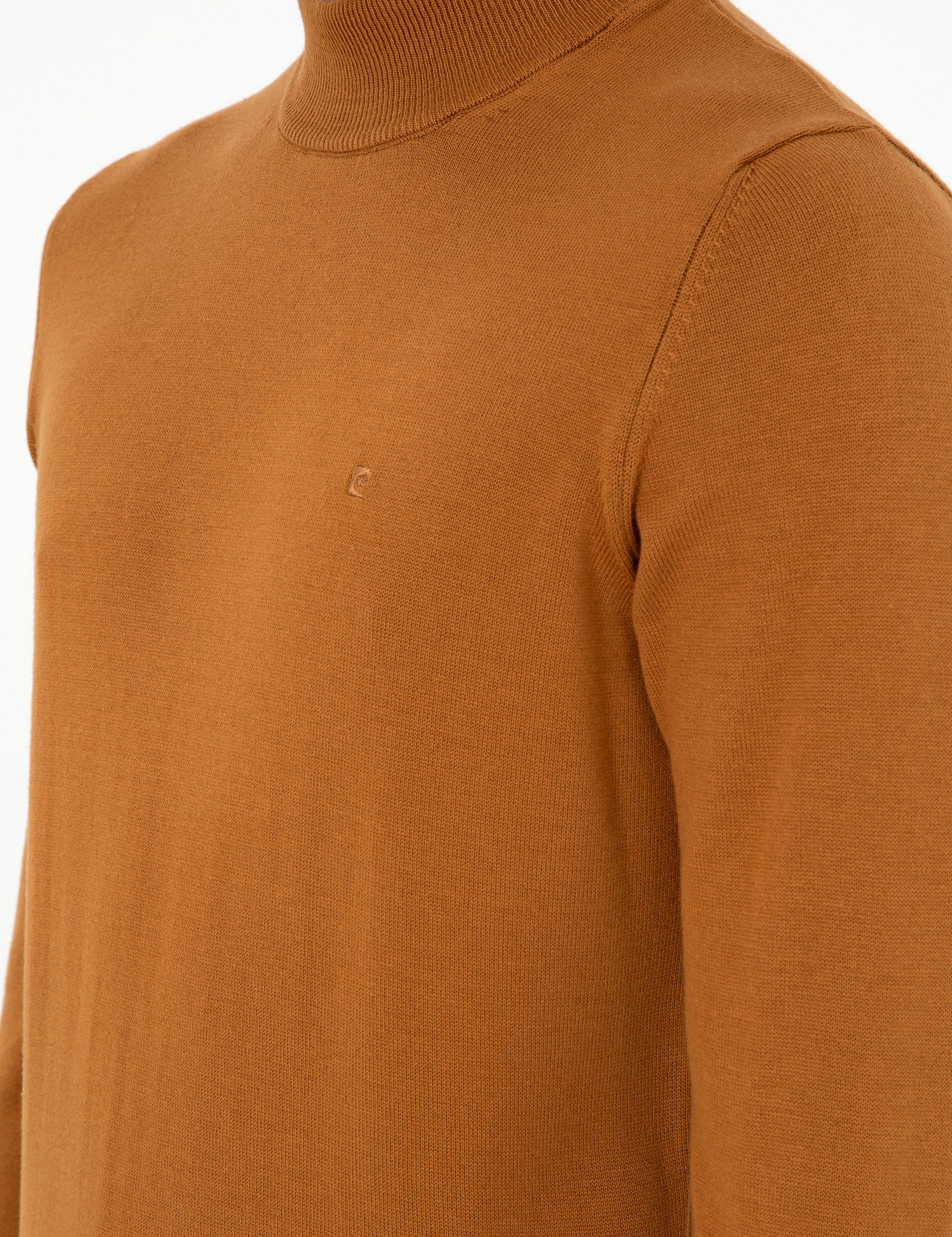 Kahverengi Slim Fit Yarım Balıkçı Yaka Basic Triko Kazak - Image 7