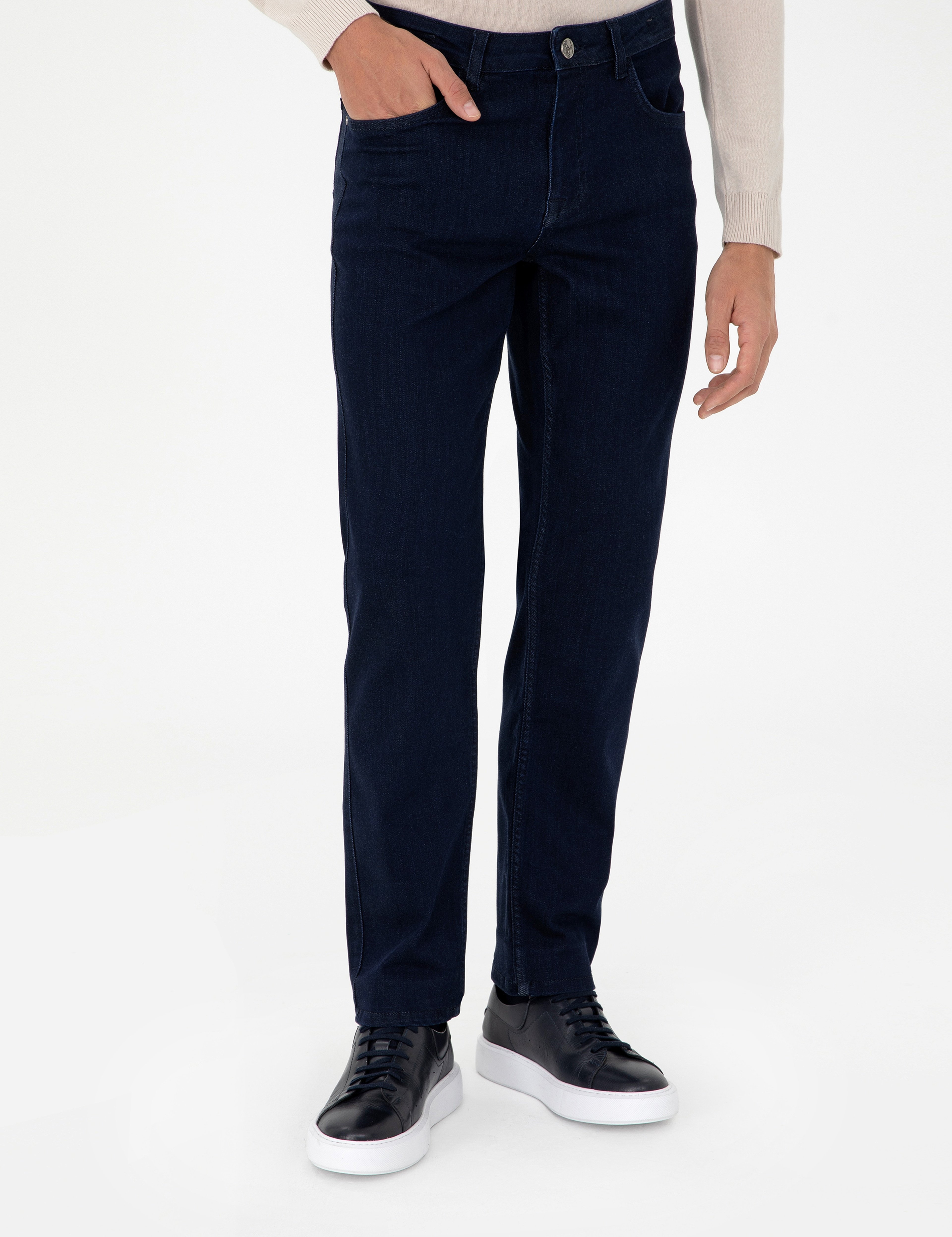 Lacivert Straight Fit Jean Pantolon - Image 2