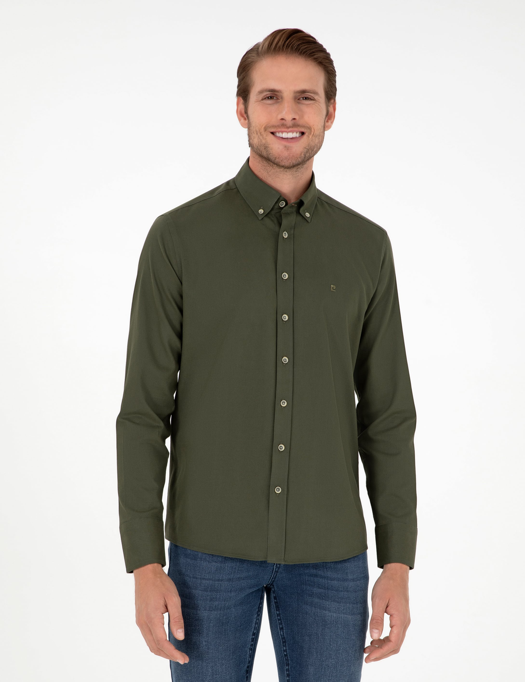 Haki Regular Fit Uzun Kollu Gömlek - Image 1