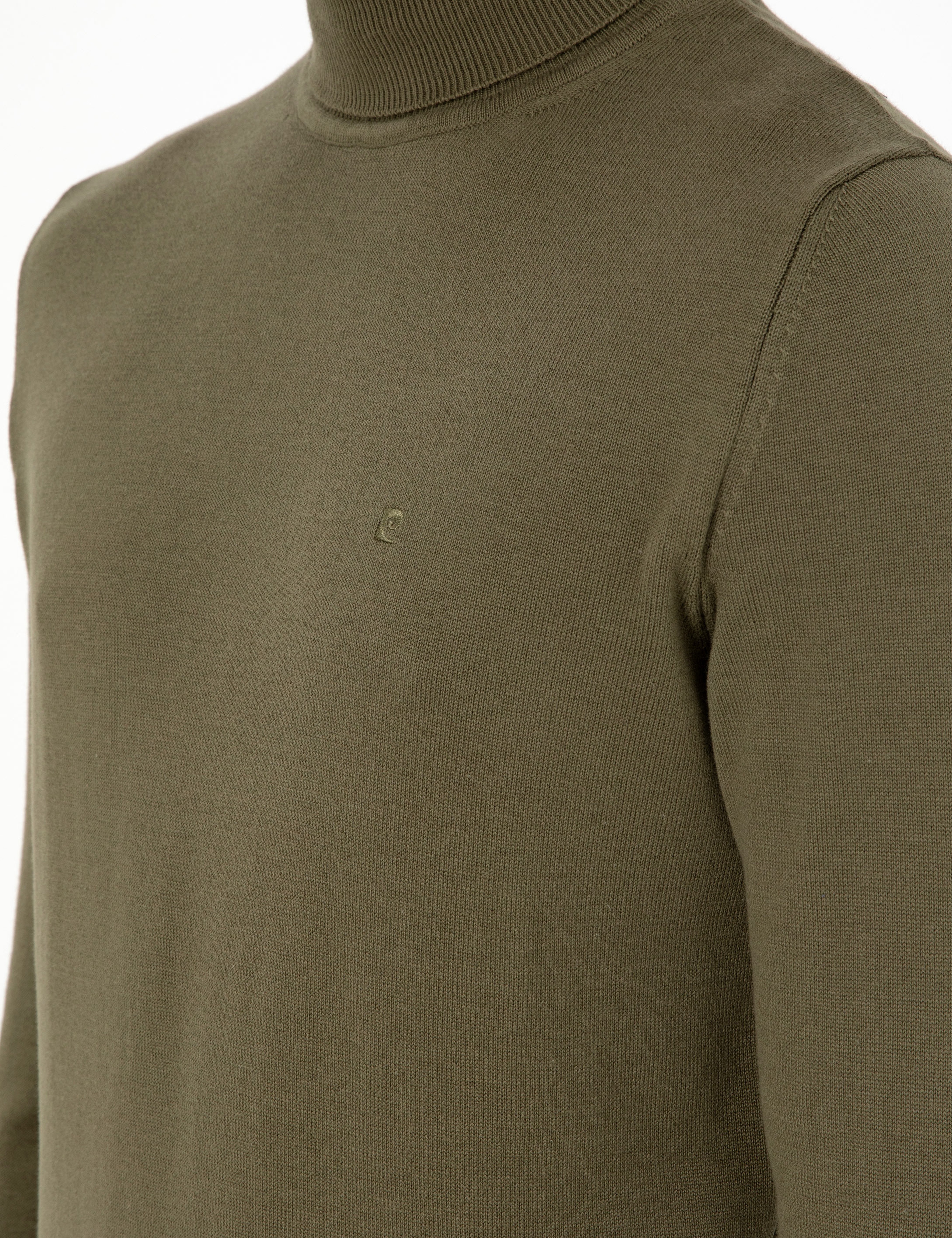 Koyu Haki Slim Fit Balıkçı Yaka Basic Triko Kazak - Image 7