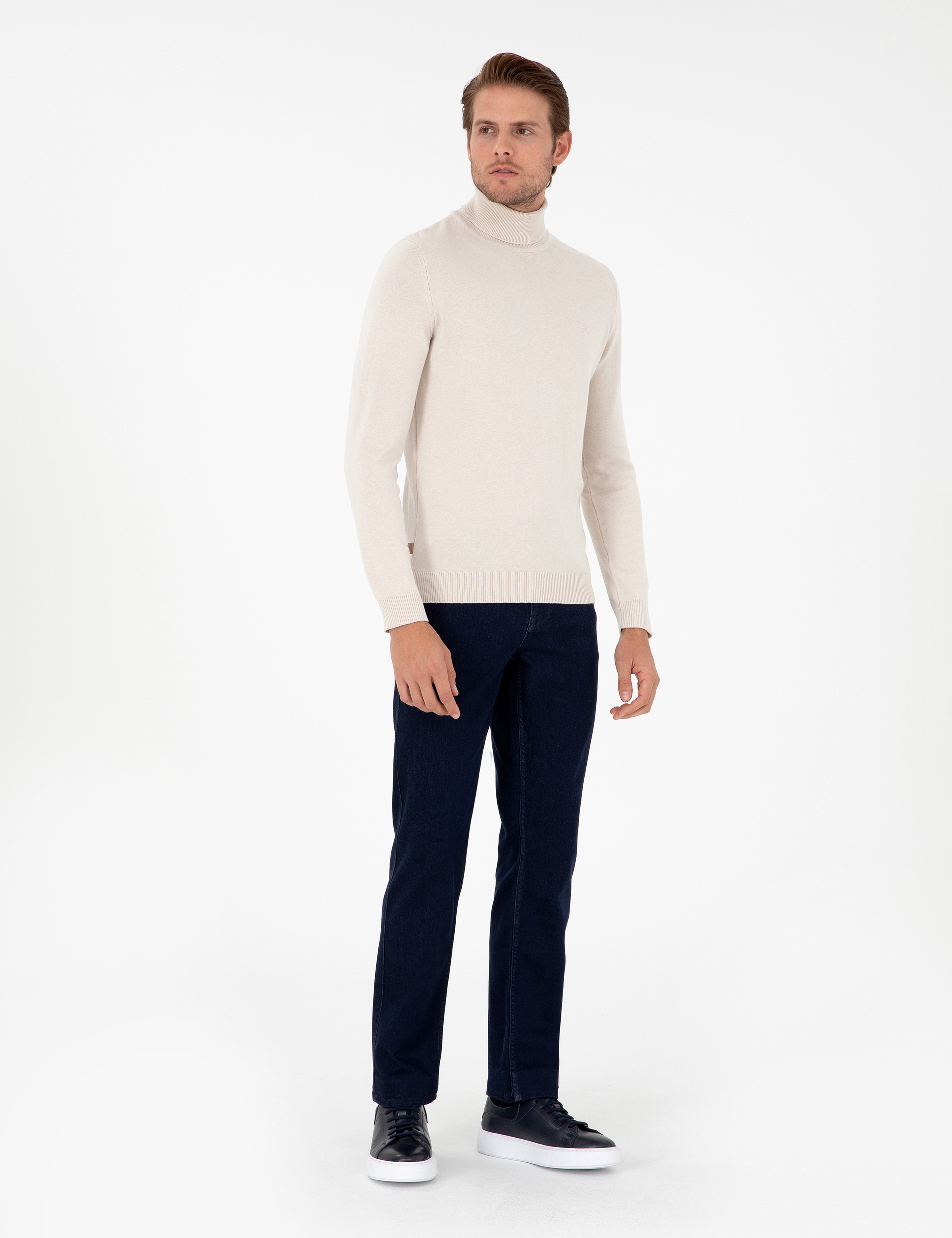 Taş Slim Fit Balıkçı Yaka Basic Triko Kazak