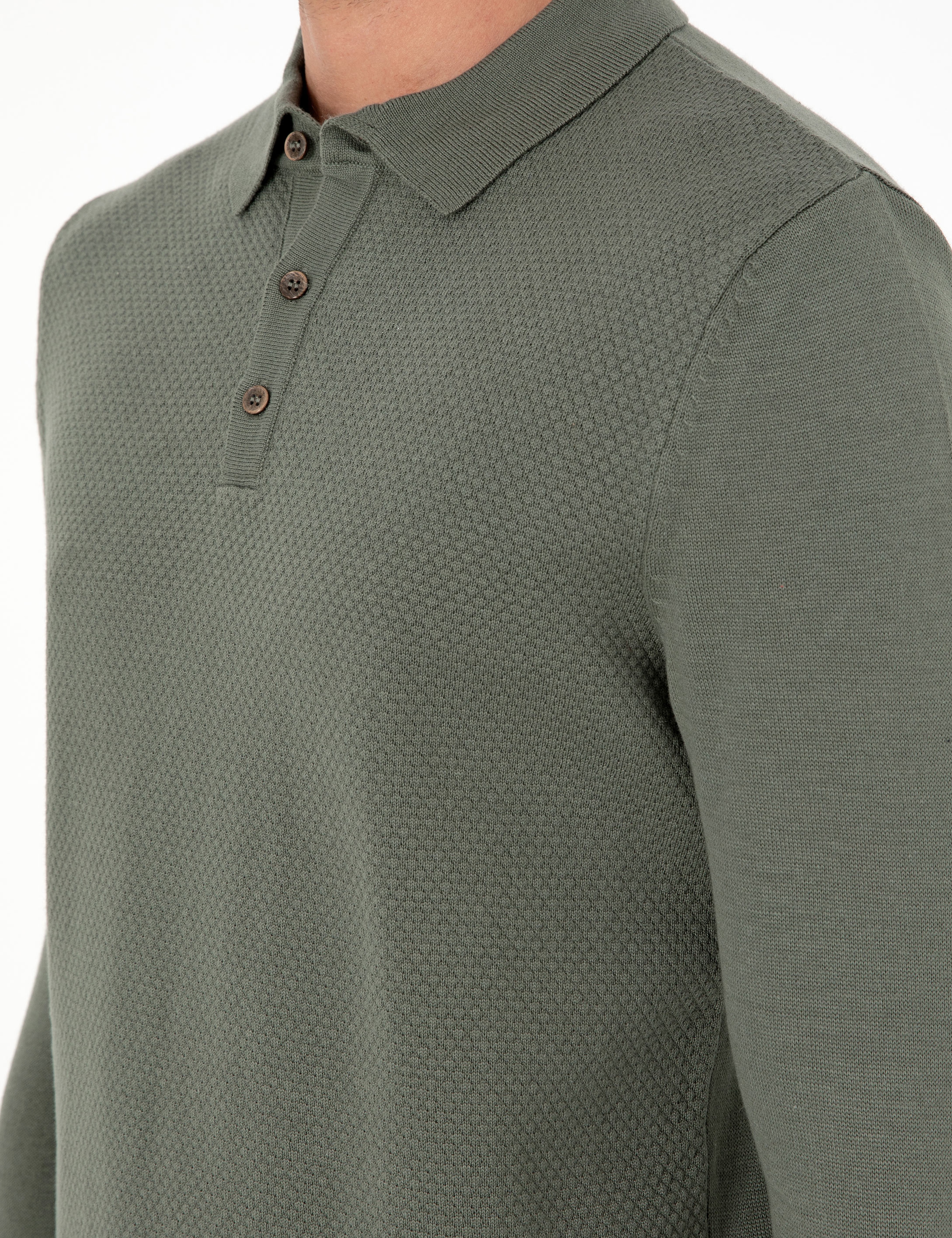 Duman Slim Fit Düğmeli Polo Yaka Triko Kazak
