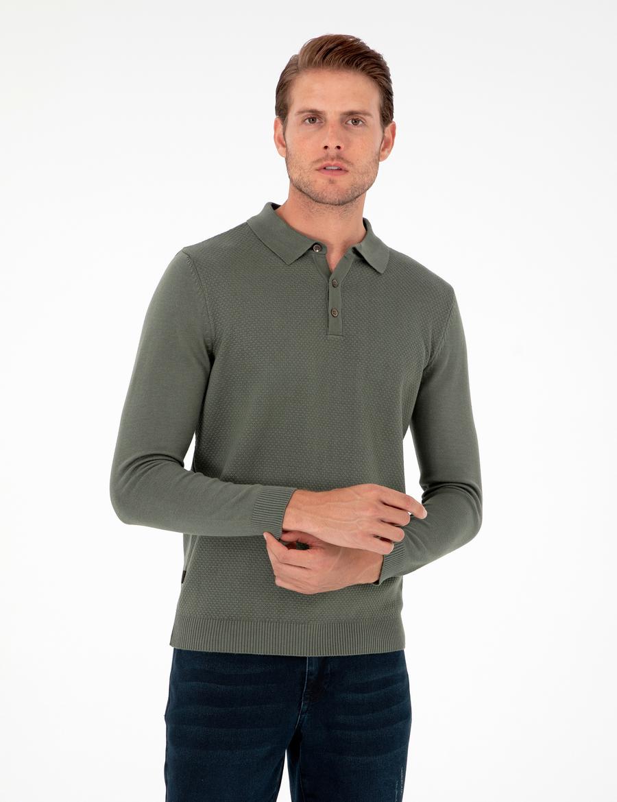 Duman Slim Fit Düğmeli Polo Yaka Triko Kazak