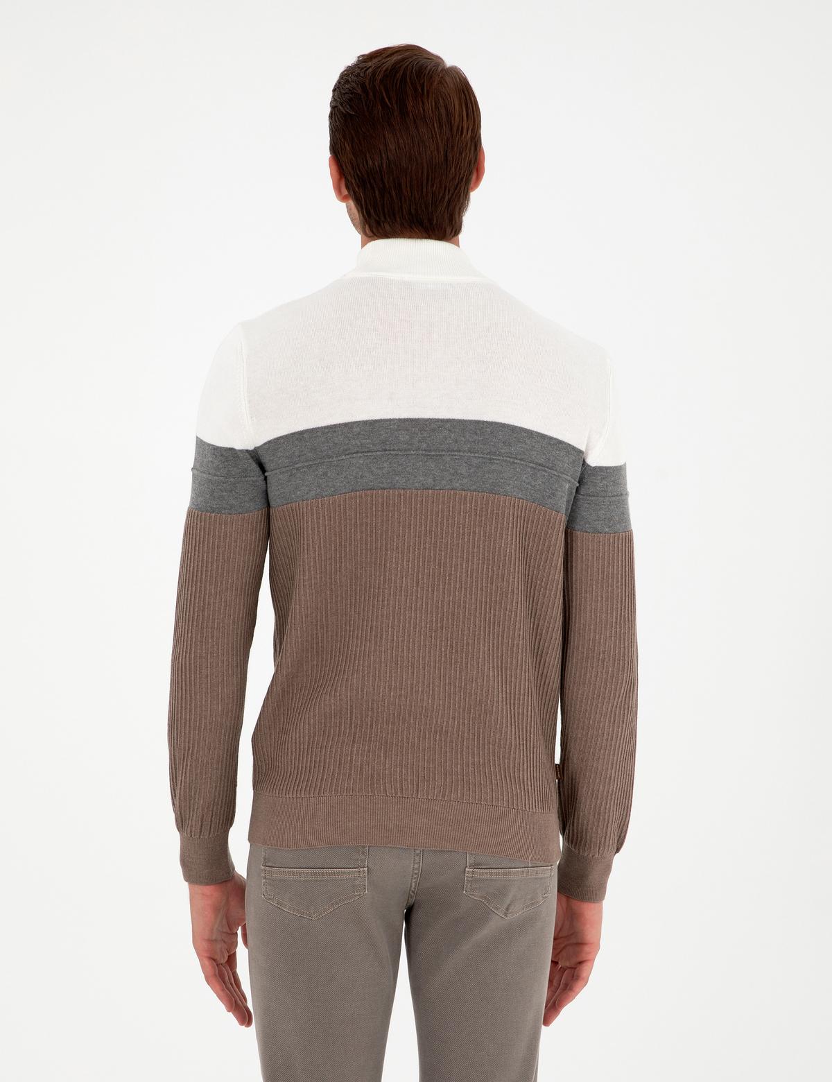 Vizon Melanj Slim Fit Yarım Balıkçı Yaka Triko Kazak - 50300526018