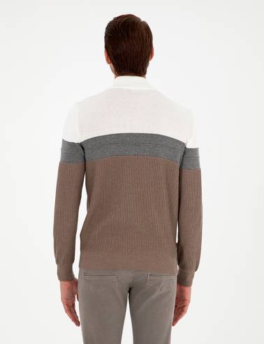 Vizon Melanj Slim Fit Yarım Balıkçı Yaka Triko Kazak