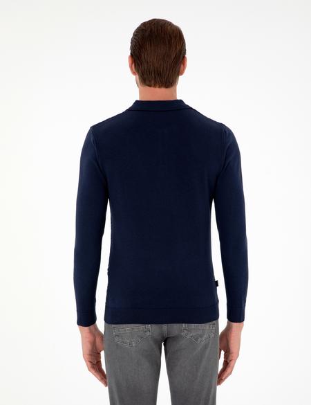 Lacivert Slim Fit Düğmeli Polo Yaka Triko Kazak - 50300521009