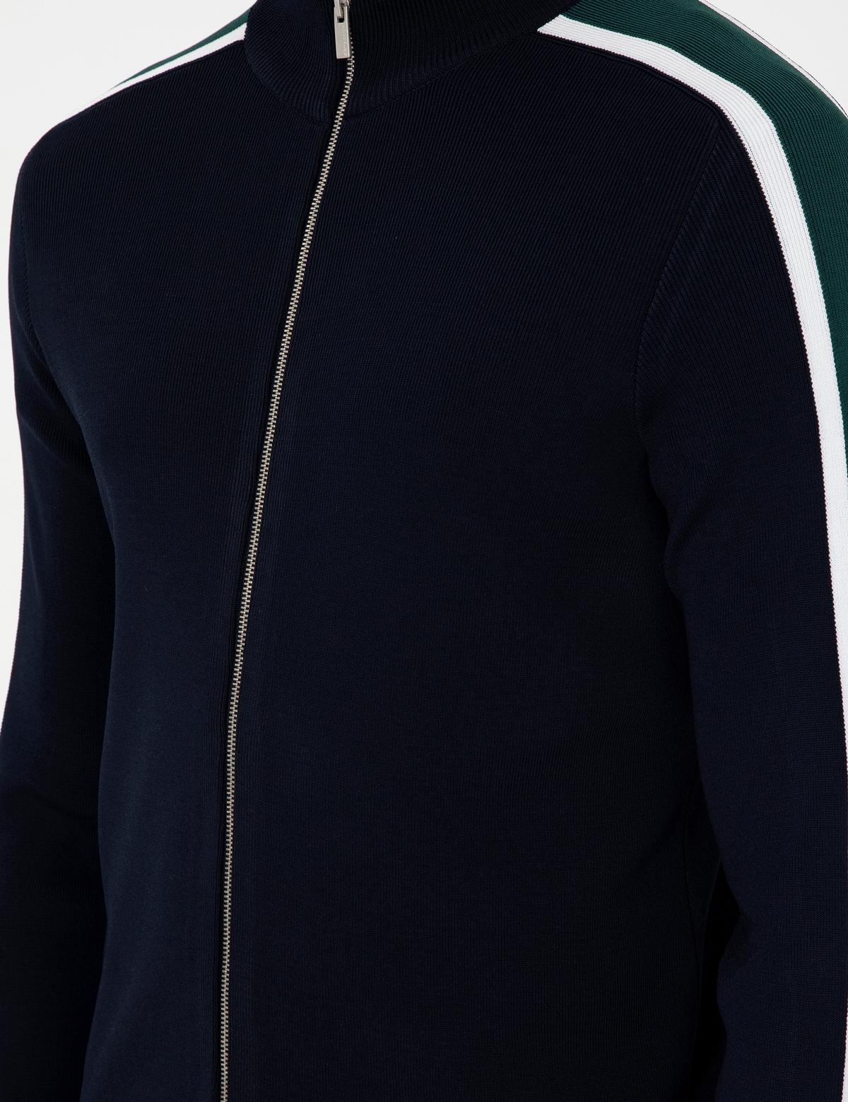 Lacivert Slim Fit Yün Karışımlı Fermuarlı Triko Hırka - 50296447006