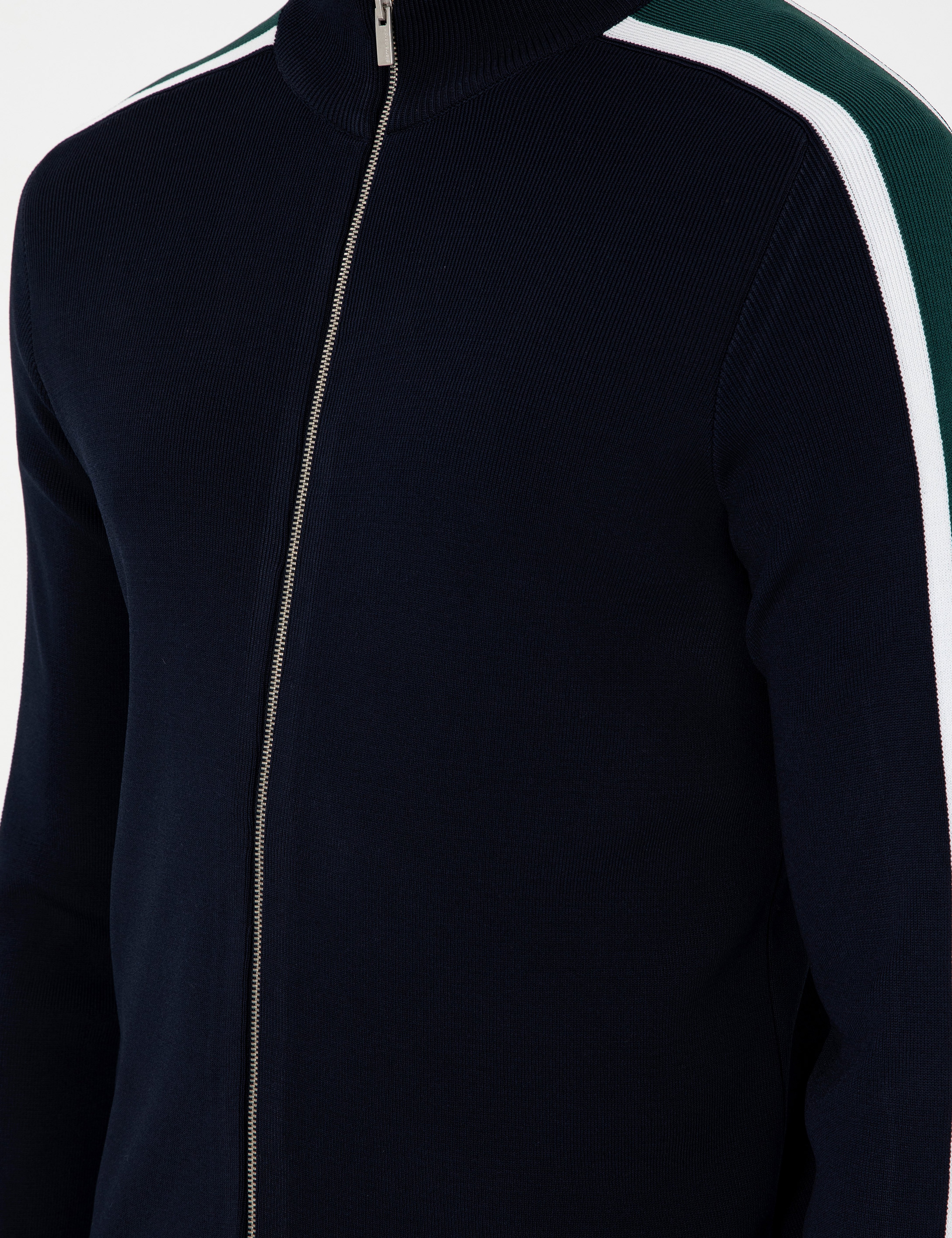 Lacivert Slim Fit Yün Karışımlı Fermuarlı Triko Hırka - Image 7