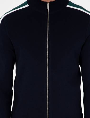 Lacivert Slim Fit Yün Karışımlı Fermuarlı Triko Hırka